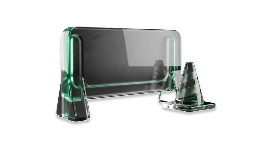 Glass-style roadside barrier and traffic cone icons